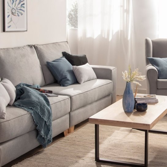 Cojín sofá 50x30 cm gris Basic